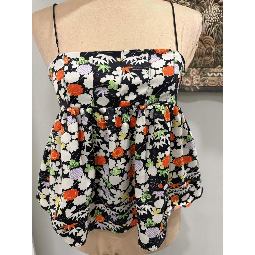 Urban Outfitters Cami Top Womens Small Black Floral Babydoll Spaghetti Strap